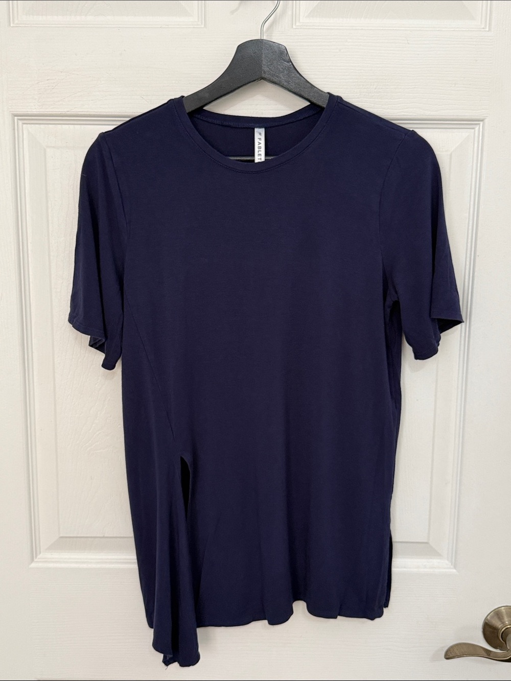 Fabletics Women's Short Sleeve asymmetrical navy tee